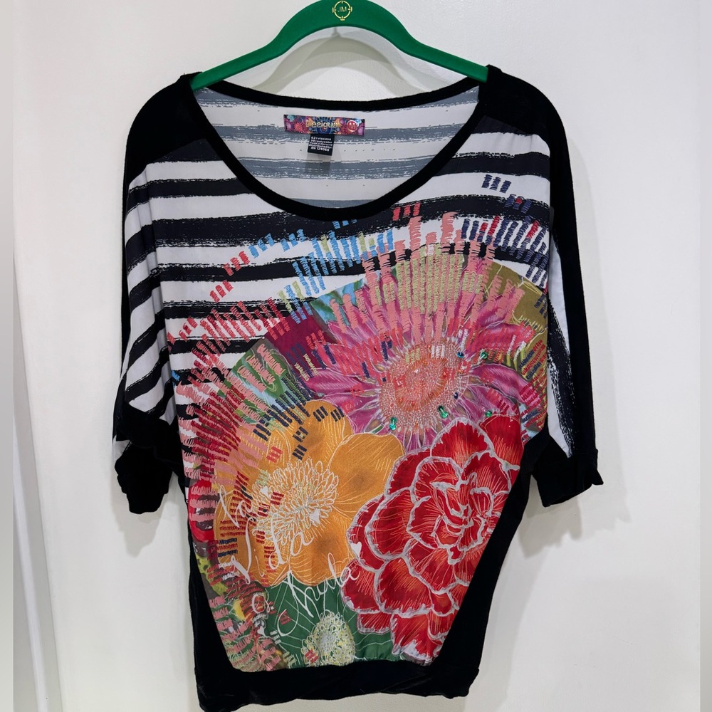 Desigual Multicolor Floral Long Sleeve Top